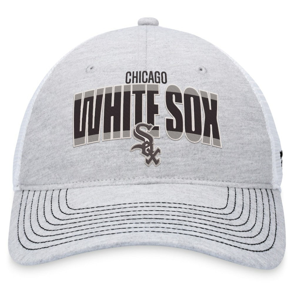 Chicago White Sox Fanatics Logo Trucker Adjustable Hat - Heather Gray/White - Fanatics Discount