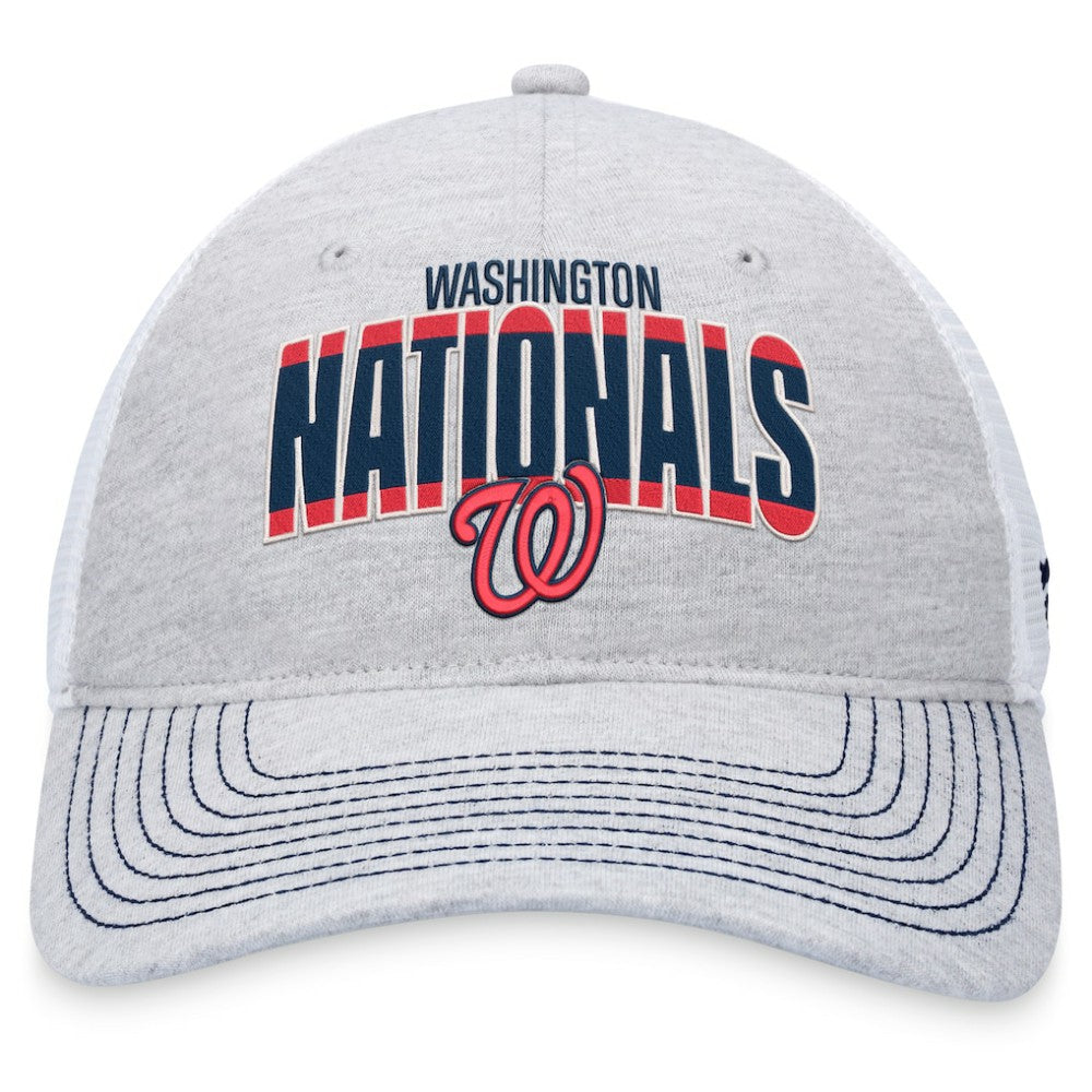 Washington Nationals Fanatics Logo Trucker Adjustable Hat - Heather Gray/White - Fanatics Lifestyle