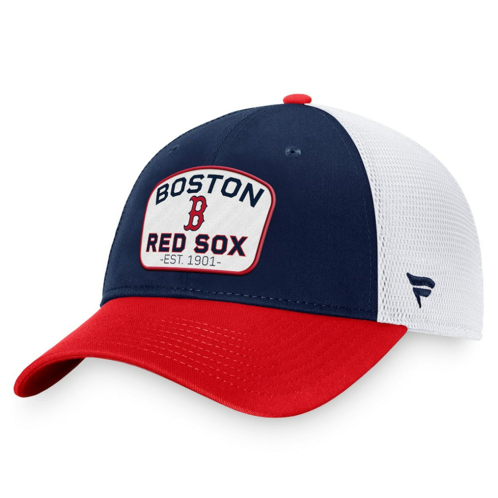 Boston Red Sox Fanatics Two-Tone Patch Trucker Adjustable Hat - Navy/Red - Fanatics Lifestyle