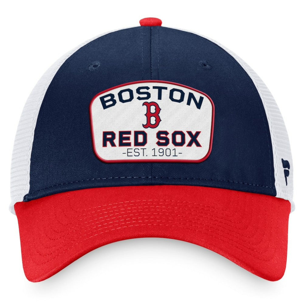 Boston Red Sox Fanatics Two-Tone Patch Trucker Adjustable Hat - Navy/Red - Fanatics Lifestyle