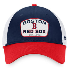 Boston Red Sox Fanatics Two-Tone Patch Trucker Adjustable Hat - Navy/Red - Fanatics Lifestyle