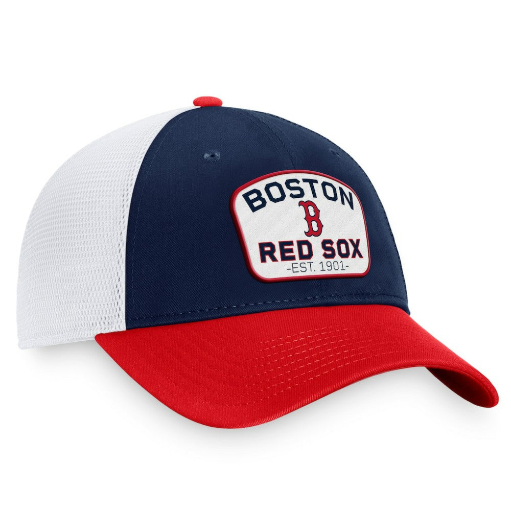 Boston Red Sox Fanatics Two-Tone Patch Trucker Adjustable Hat - Navy/Red - Fanatics Lifestyle