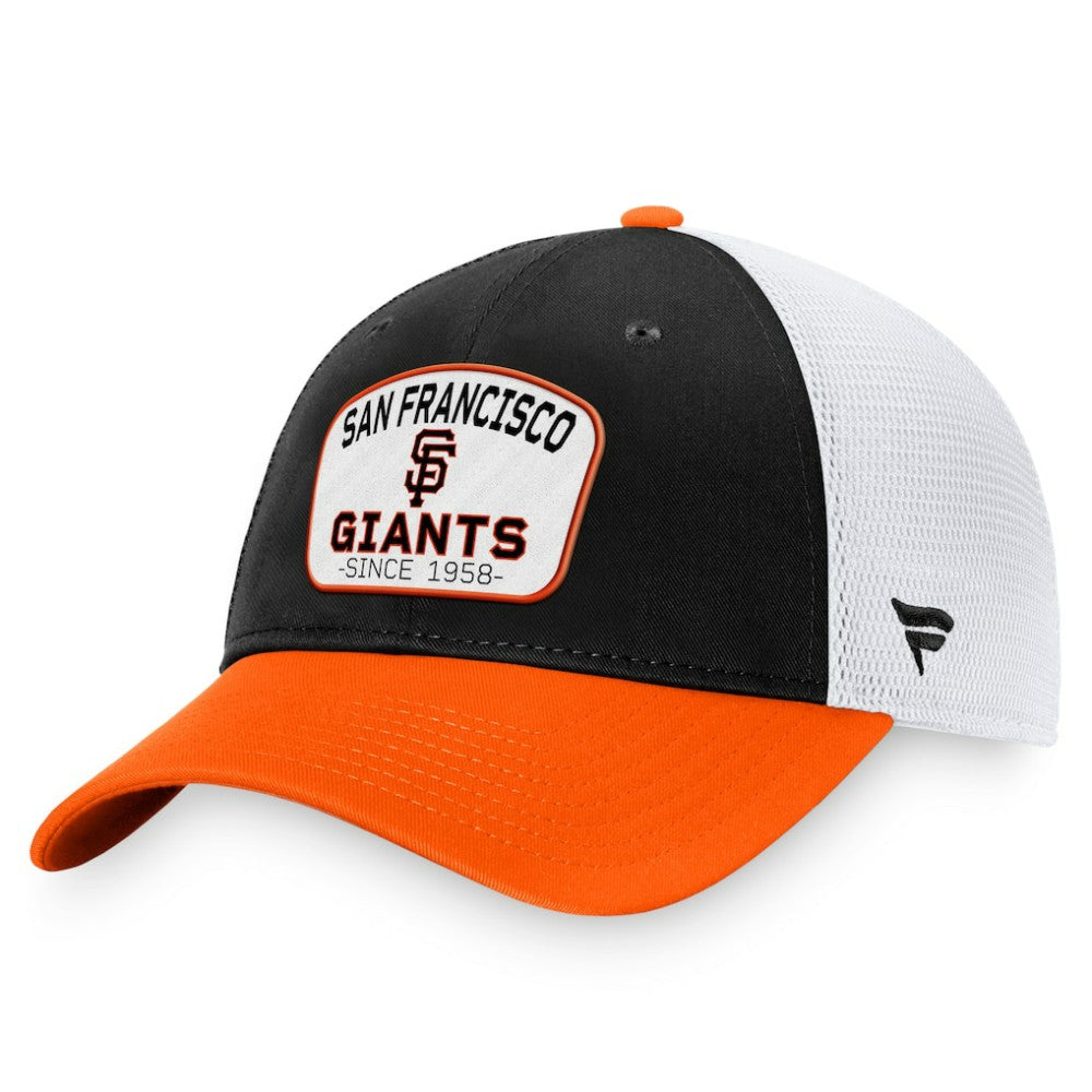 San Francisco Giants Fanatics Two-Tone Patch Trucker Adjustable Hat - Black/Orange - Fanatics on Sale