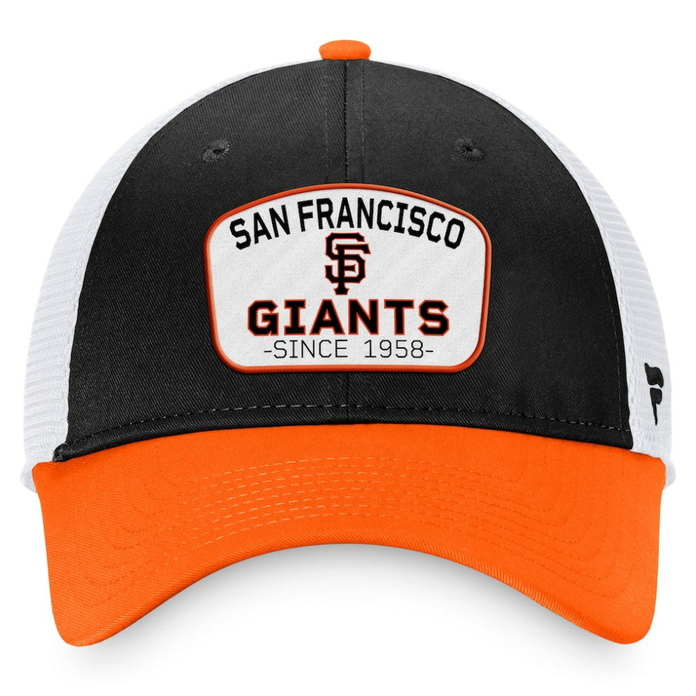 San Francisco Giants Fanatics Two-Tone Patch Trucker Adjustable Hat - Black/Orange - Fanatics on Sale