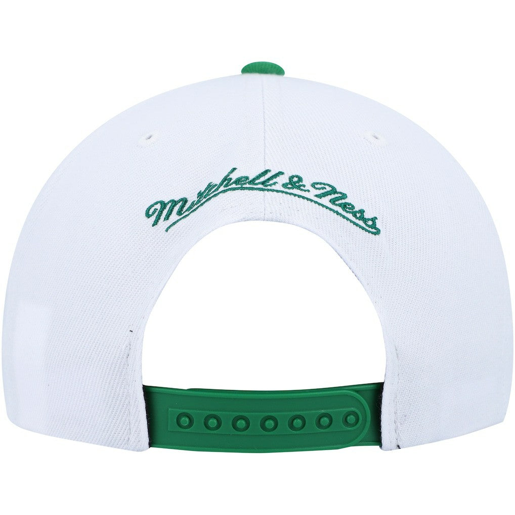Boston Celtics Side Core 2.0 Snapback Hat White/Green | Mitchell & Ness Lifestyle