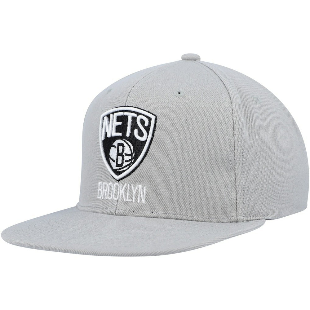 Brooklyn Nets Side Core 2.0 Snapback Hat Gray | Mitchell & Ness