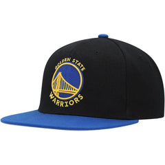 Golden State Warriors Side Core 2.0 Snapback Hat for sale Black/Royal | Mitchell & Ness Lifestyle