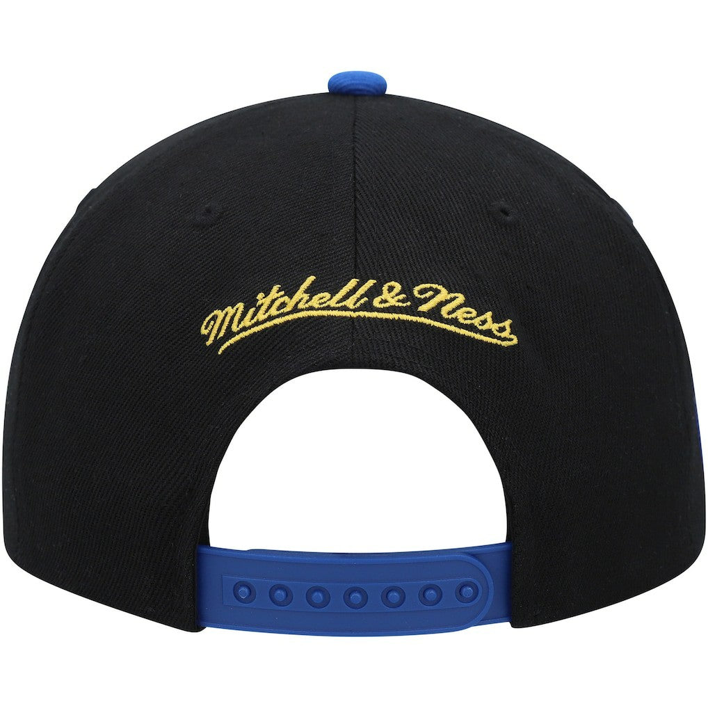 Golden State Warriors Side Core 2.0 Snapback Hat for sale Black/Royal | Mitchell & Ness Lifestyle