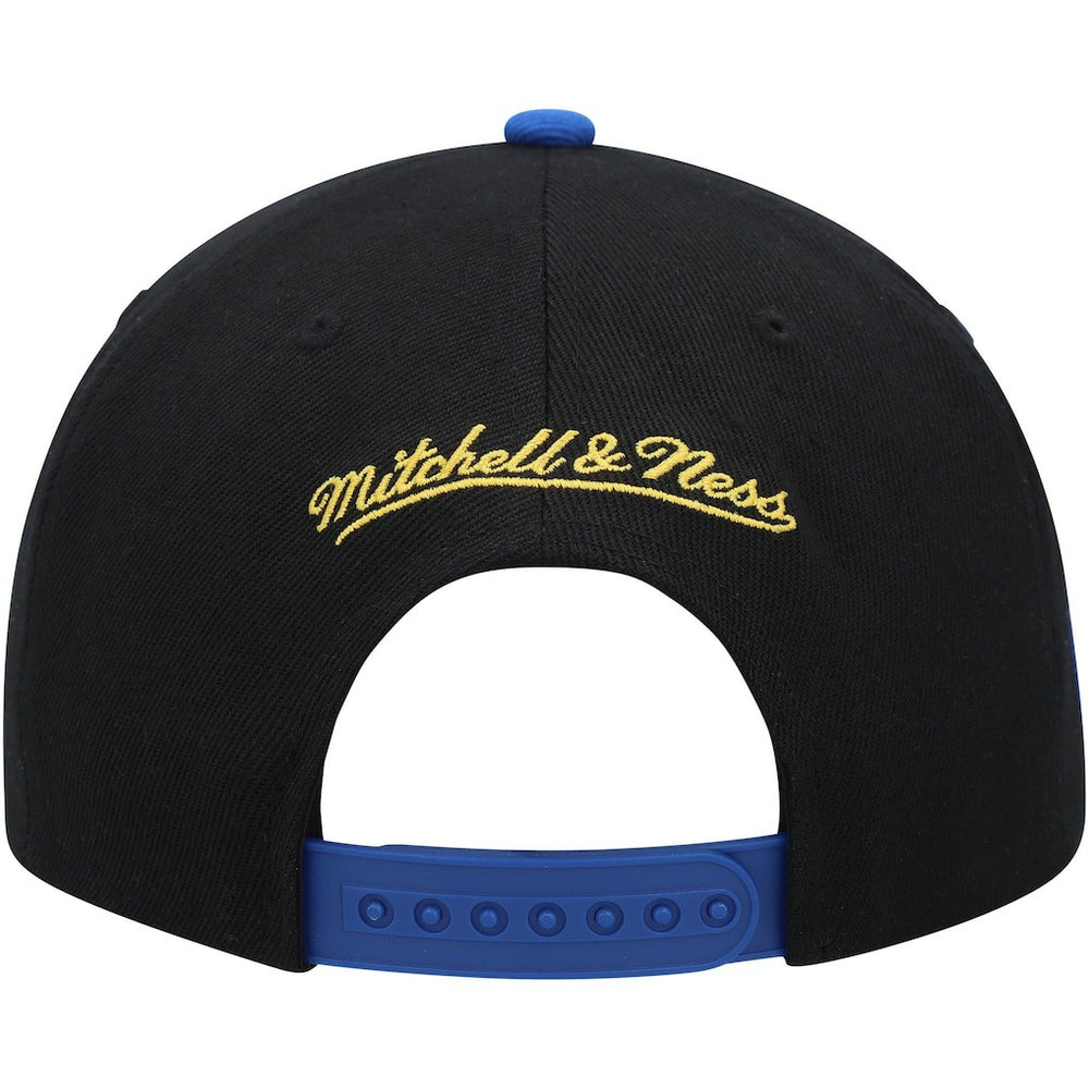 Golden State Warriors Side Core 2.0 Snapback Hat for sale Black/Royal | Mitchell & Ness Lifestyle