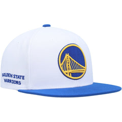 Golden State Warriors Side Core 2.0 Snapback Hat for sale White/Royal | Mitchell & Ness