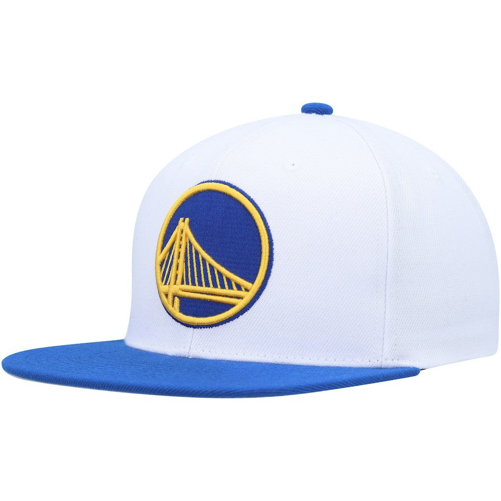 Golden State Warriors Side Core 2.0 Snapback Hat for sale White/Royal | Mitchell & Ness
