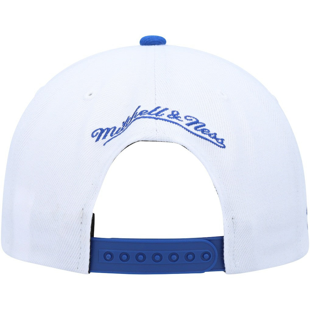 Golden State Warriors Side Core 2.0 Snapback Hat for sale White/Royal | Mitchell & Ness