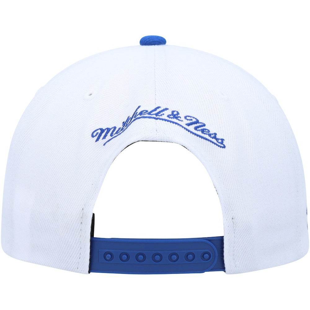 Golden State Warriors Side Core 2.0 Snapback Hat for sale White/Royal | Mitchell & Ness