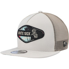 Chicago White Sox New Era Retro Beachin' Patch A-Frame Trucker 9FIFTY Snapback Hat - Natural - New Era Lifestyle