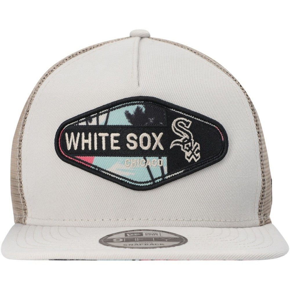 Chicago White Sox New Era Retro Beachin' Patch A-Frame Trucker 9FIFTY Snapback Hat - Natural - New Era Lifestyle