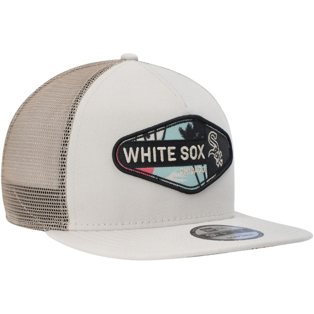 Chicago White Sox New Era Retro Beachin' Patch A-Frame Trucker 9FIFTY Snapback Hat - Natural - New Era Lifestyle