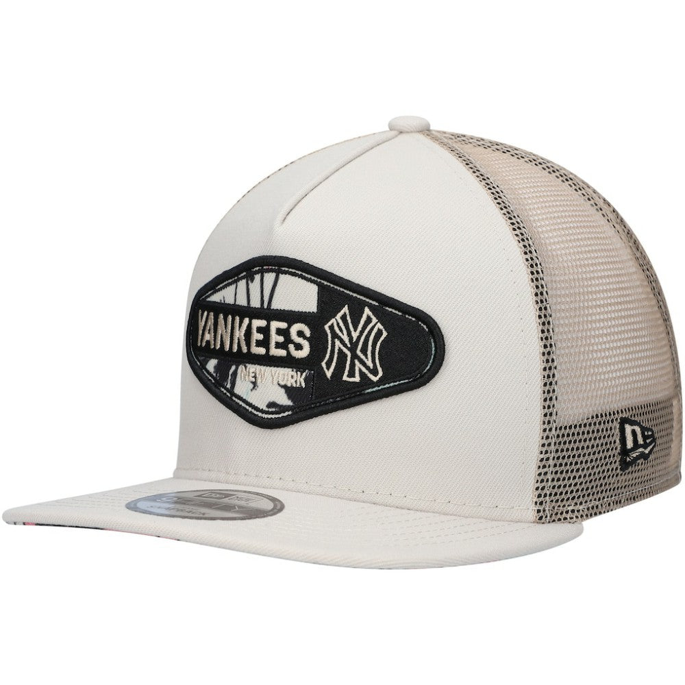 New York Yankees New Era Retro Beachin' Patch A-Frame Trucker 9FIFTY Snapback Hat - Natural - New Era Sale