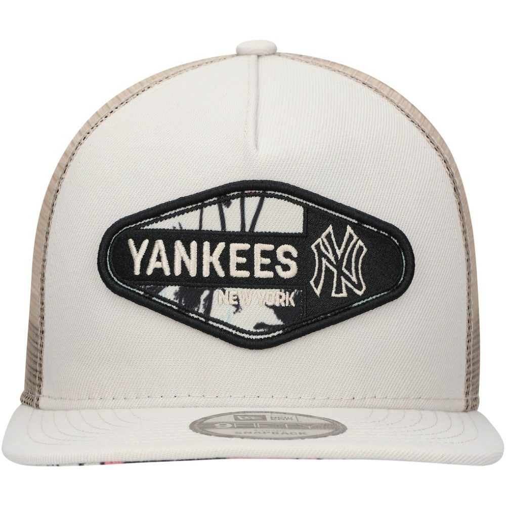New York Yankees New Era Retro Beachin' Patch A-Frame Trucker 9FIFTY Snapback Hat - Natural - New Era Sale