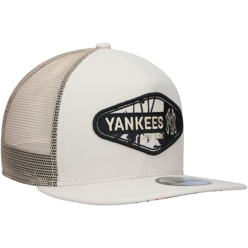 New York Yankees New Era Retro Beachin' Patch A-Frame Trucker 9FIFTY Snapback Hat - Natural - New Era Sale