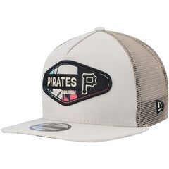 Pittsburgh Pirates New Era Retro Beachin' Patch A-Frame Trucker 9FIFTY Snapback Hat - Natural - New Era Online