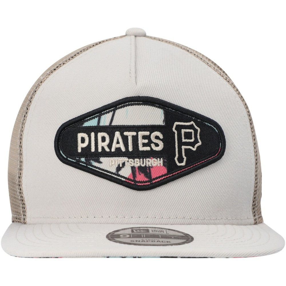 Pittsburgh Pirates New Era Retro Beachin' Patch A-Frame Trucker 9FIFTY Snapback Hat - Natural - New Era Online