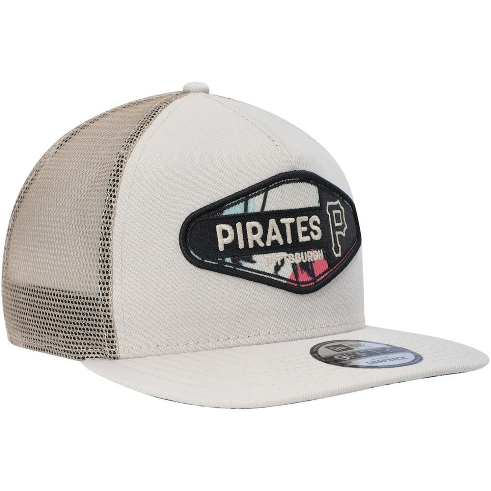 Pittsburgh Pirates New Era Retro Beachin' Patch A-Frame Trucker 9FIFTY Snapback Hat - Natural - New Era Online