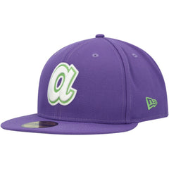 Atlanta Braves New Era Lime Side Patch 59FIFTY Fitted Hat - Purple - New Era on Sale