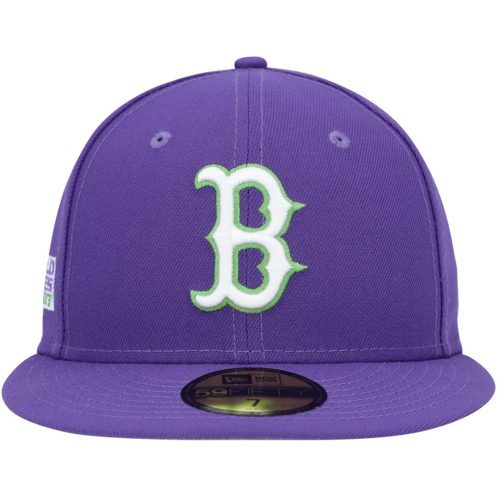 Boston Red Sox New Era Lime Side Patch 59FIFTY Fitted Hat - Purple - New Era Discount