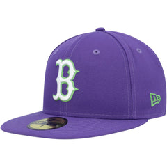 Boston Red Sox New Era Lime Side Patch 59FIFTY Fitted Hat - Purple - New Era Discount