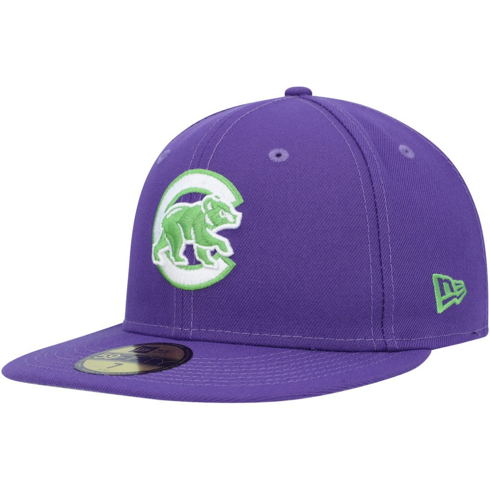 Chicago Cubs New Era Lime Side Patch 59FIFTY Fitted Hat - Purple - New Era on Sale