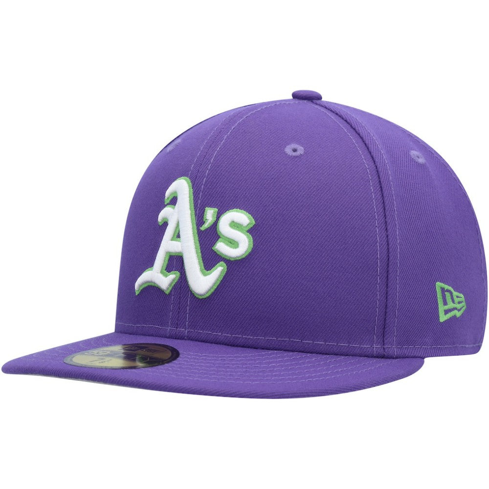 Athletics New Era Lime Side Patch 59FIFTY Fitted Hat - Purple - New Era Sale
