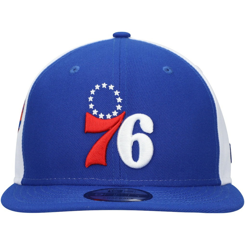 Philadelphia 76ers Pop Panels 9FIFTY Snapback Hat Royal | New Era discount