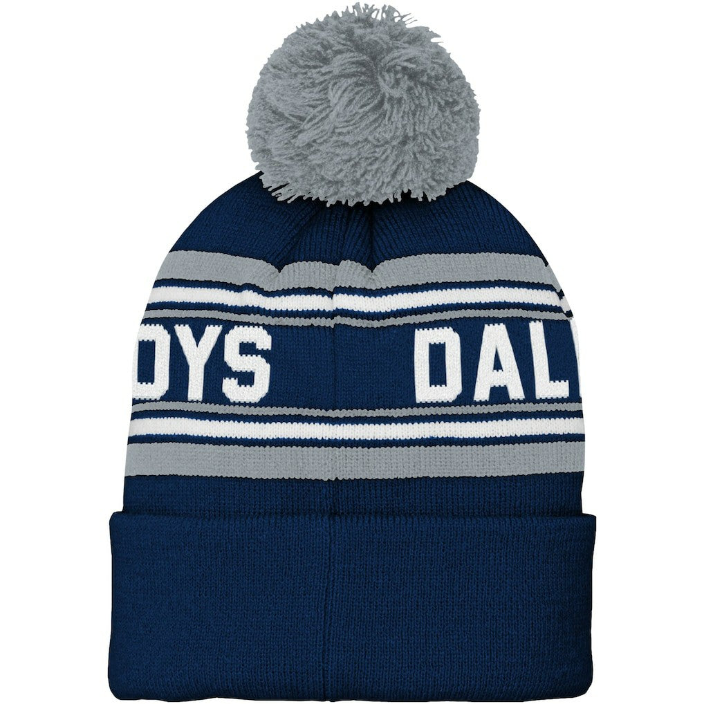 Dallas Cowboys Youth Jacquard Cuffed Knit Hat with Pom Navy