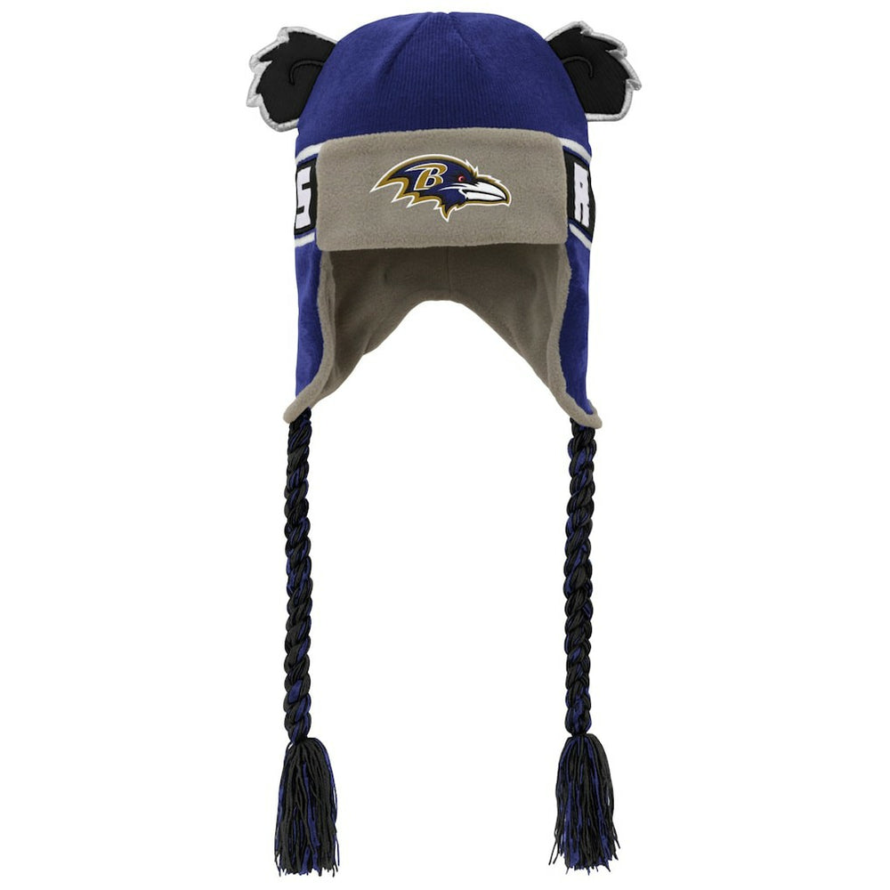 Baltimore Ravens Youth Wordmark Ears Trooper Knit Hat Purple