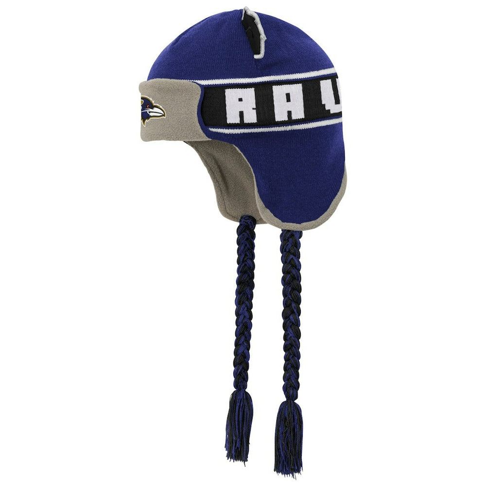 Baltimore Ravens Youth Wordmark Ears Trooper Knit Hat Purple