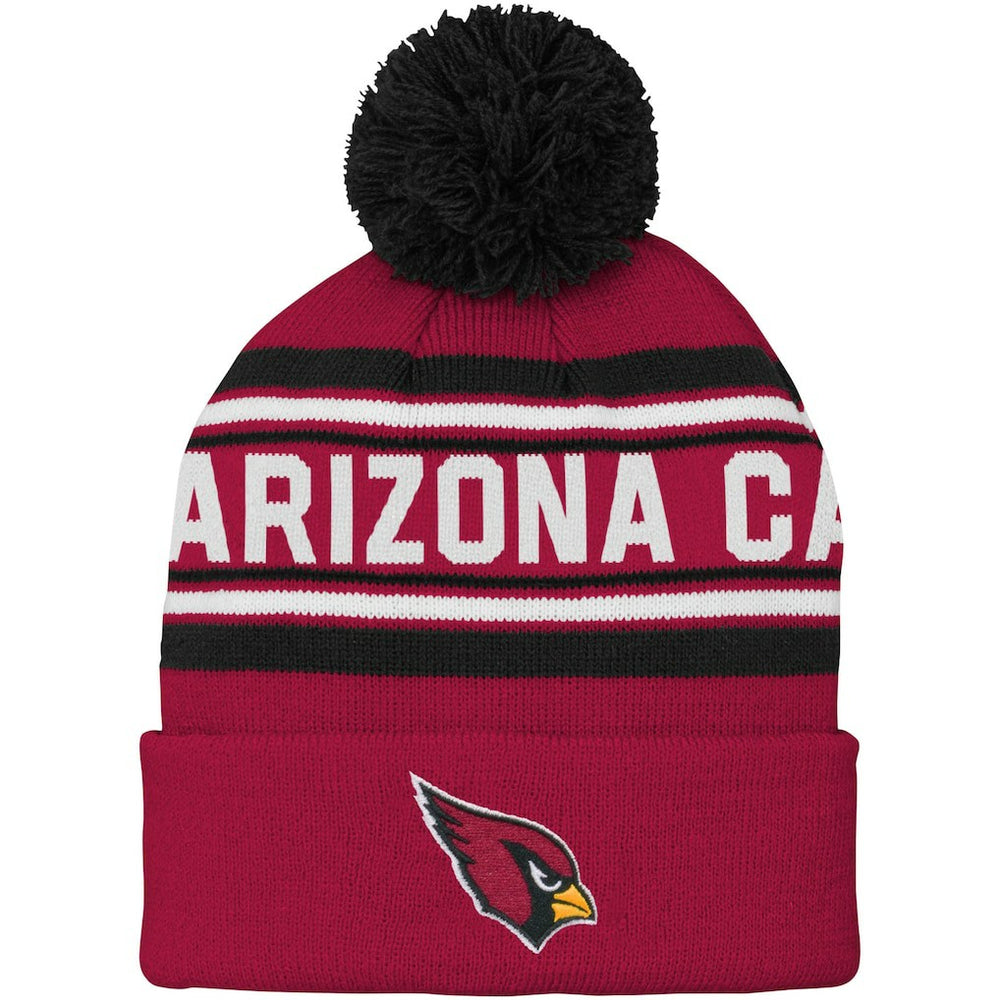 Arizona Cardinals Youth Jacquard Cuffed Knit Hat with Pom Cardinal