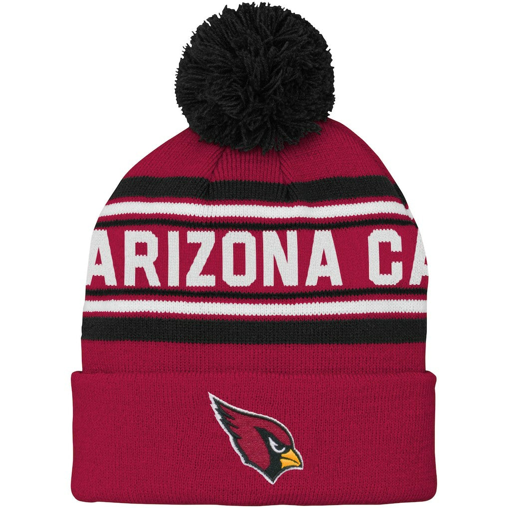Arizona Cardinals Youth Jacquard Cuffed Knit Hat with Pom Cardinal