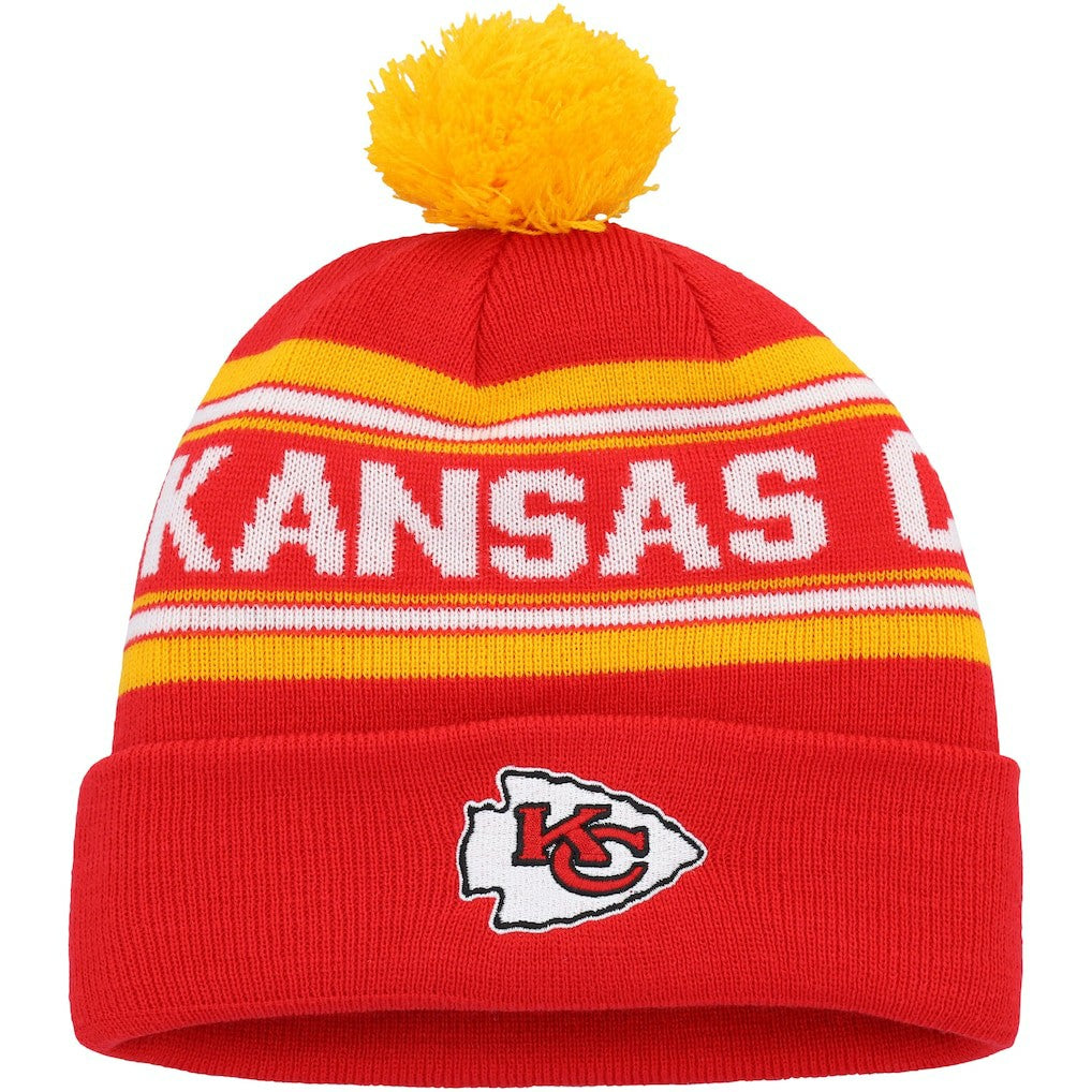 Kansas City Chiefs Youth Jacquard Cuffed Knit Hat with Pom Red