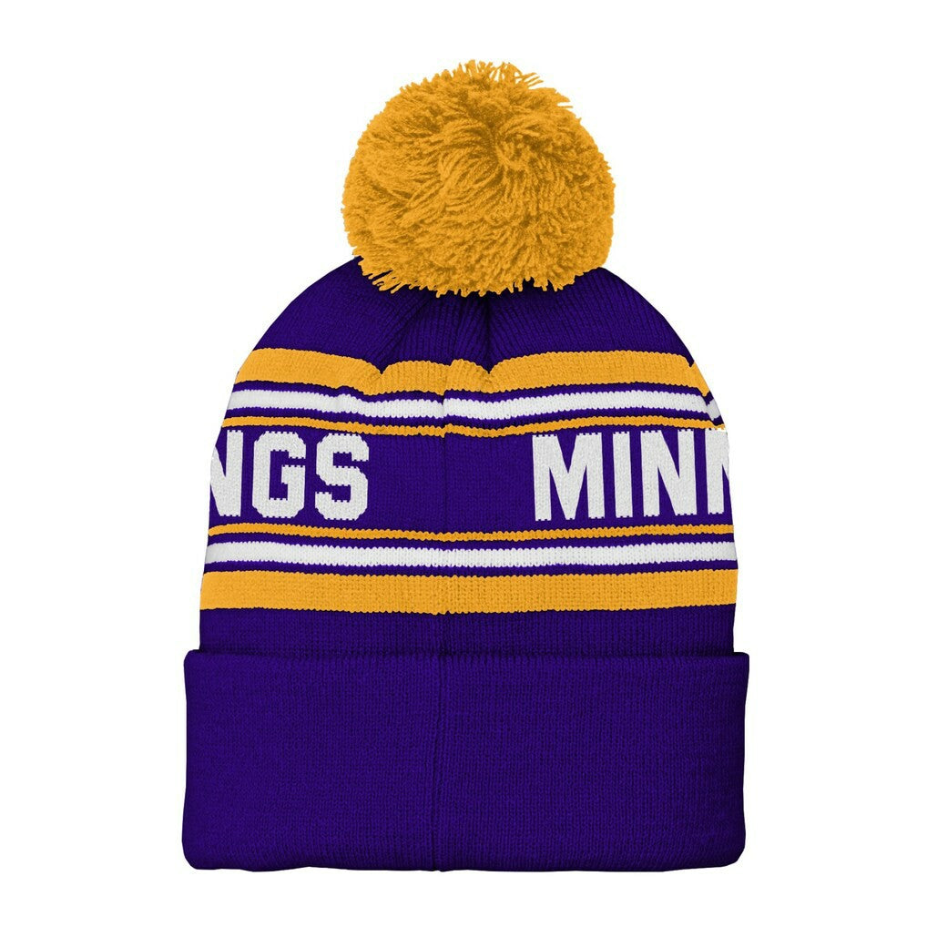 Minnesota Vikings Youth Jacquard Cuffed Knit Hat with Pom Purple
