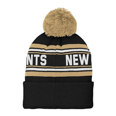 New Orleans Saints Youth Jacquard Cuffed Knit Hat with Pom Black