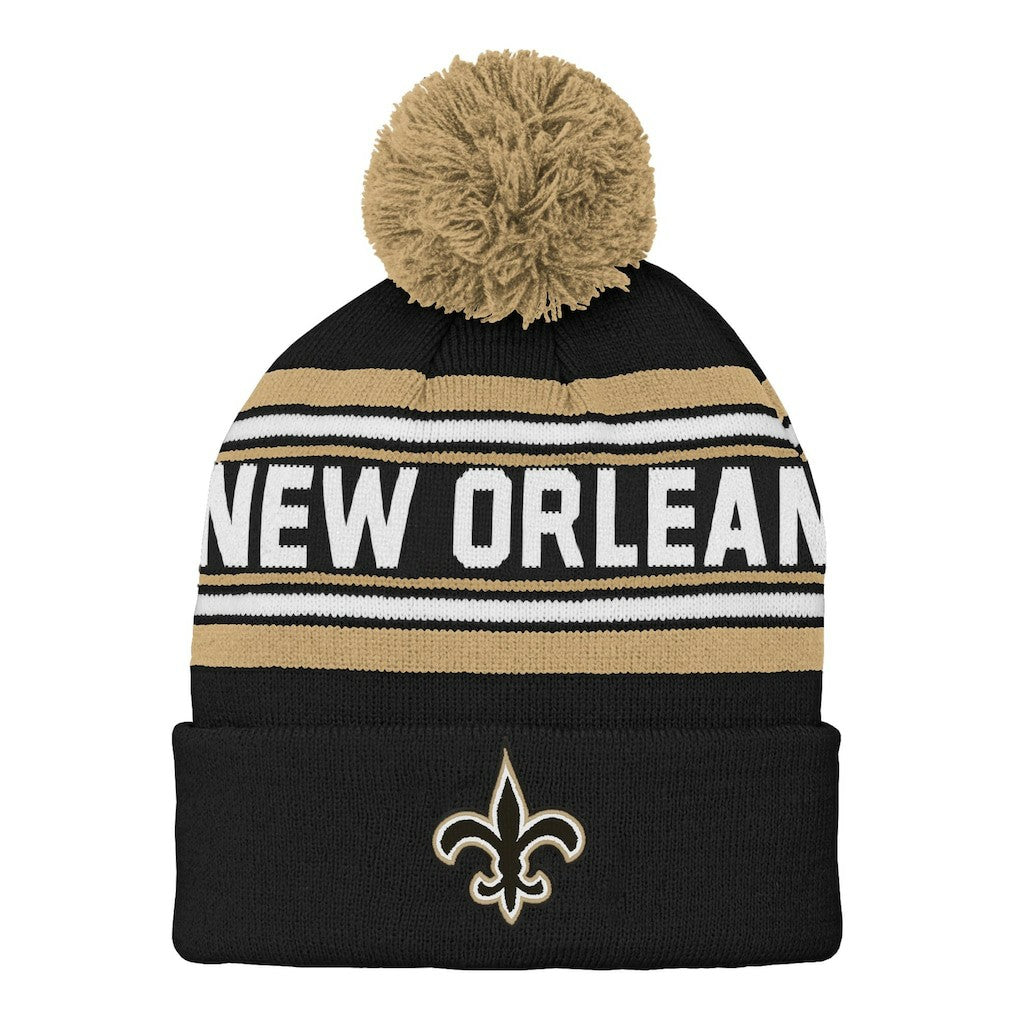 New Orleans Saints Preschool Jacquard Cuffed Knit Hat with Pom Black