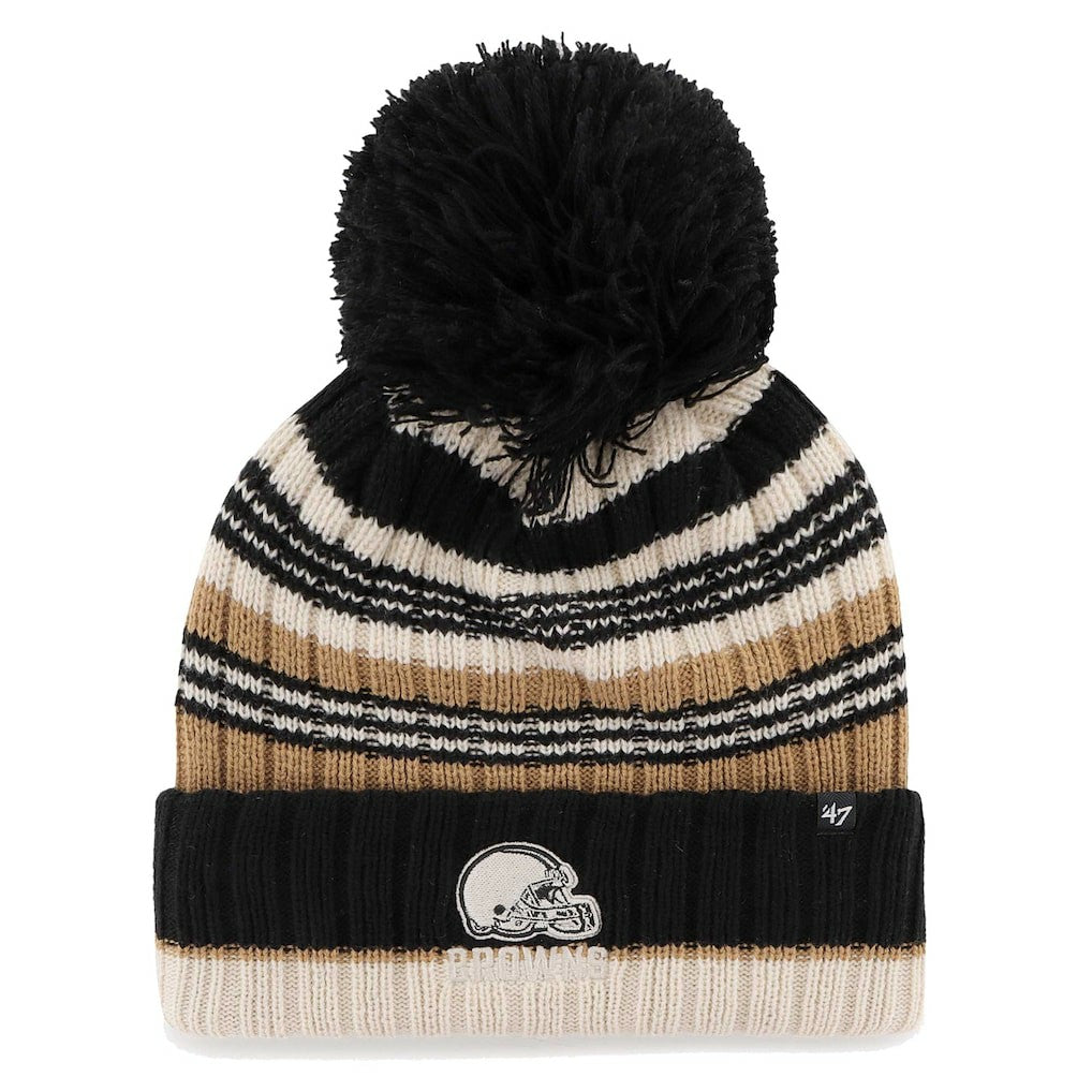 47 brand Cleveland Browns '47 Women's Barista Cuffed Knit Hat with Pom Natural