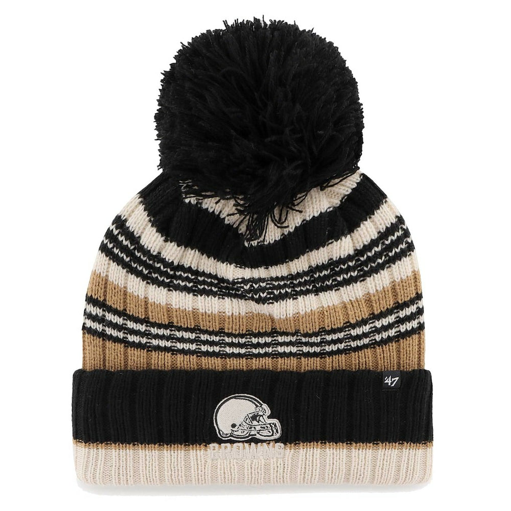 47 brand Cleveland Browns '47 Women's Barista Cuffed Knit Hat with Pom Natural