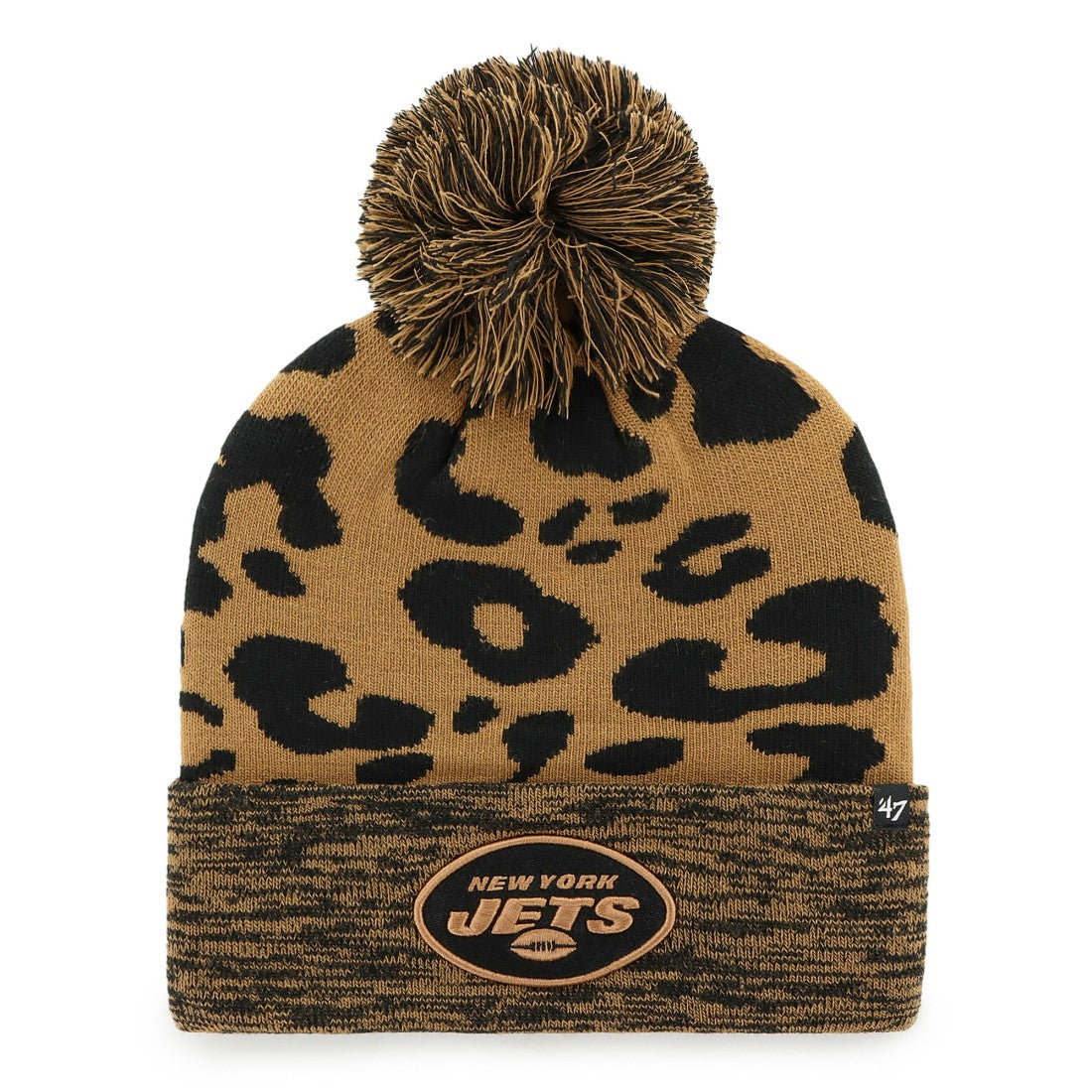 47 brand New York Jets '47 Women's Rosette Cuffed Knit Hat with Pom Brown