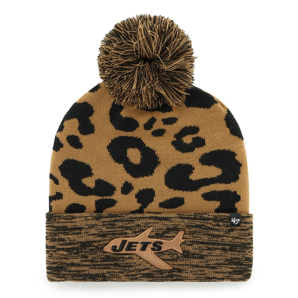 47 brand New York Jets '47 Women's Rosette Cuffed Knit Hat with Pom Brown