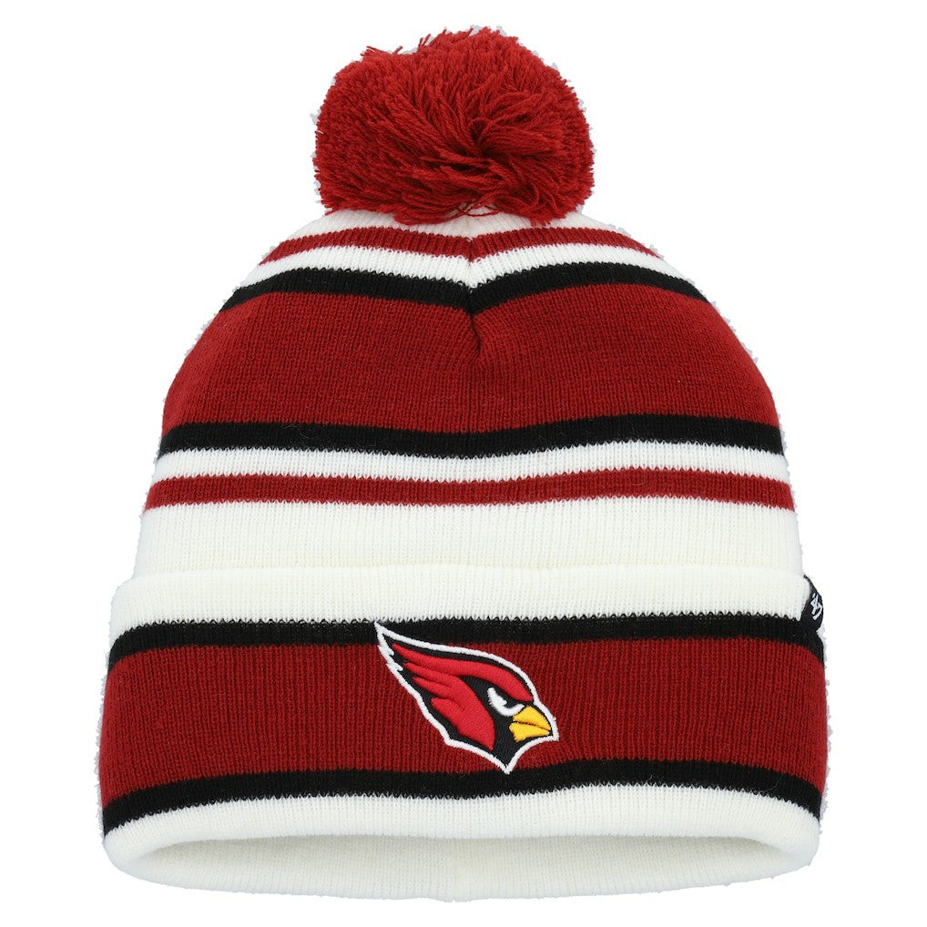 47 brand Arizona Cardinals '47 Youth Stripling Cuffed Knit Hat with Pom White