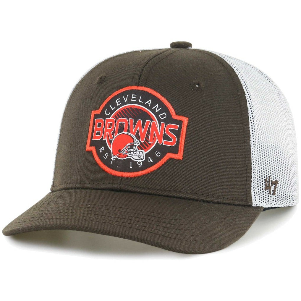47 brand Cleveland Browns '47 Youth Scramble Adjustable Trucker Hat Brown/White