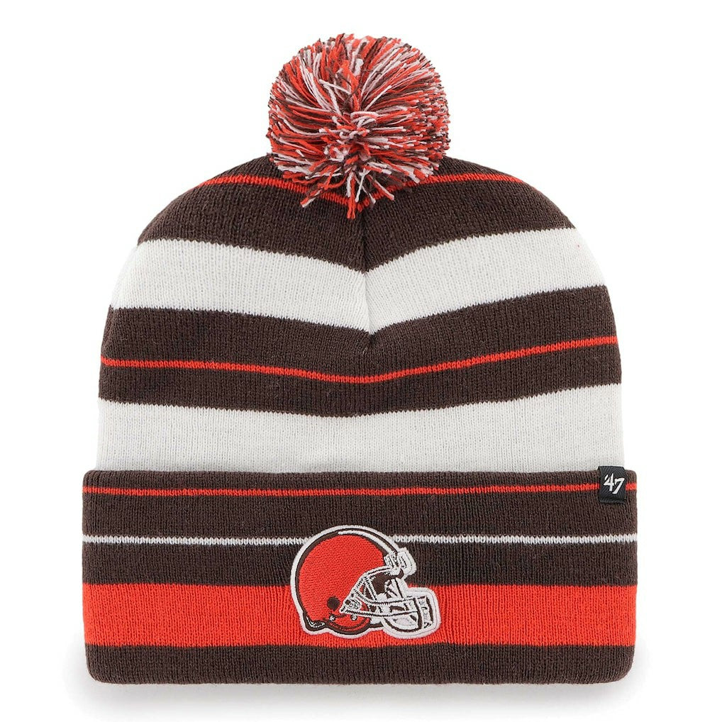 47 brand Cleveland Browns '47 Powerline Cuffed Knit Hat with Pom Brown