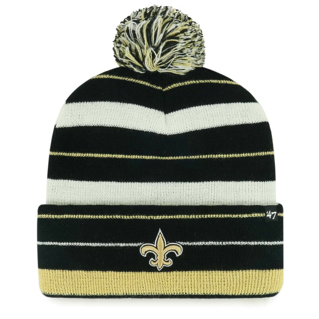 47 brand New Orleans Saints '47 Powerline Cuffed Knit Hat with Pom Black