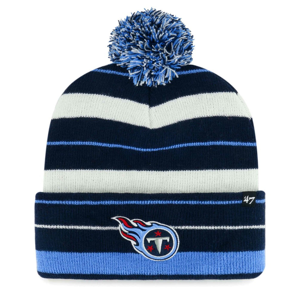 47 brand Tennessee Titans '47 Powerline Cuffed Knit Hat with Pom Navy